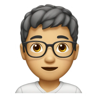 Little chinese boy with rectangular glasses sticker