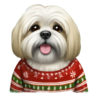 Lhasa apso in Christmas sweater sticker