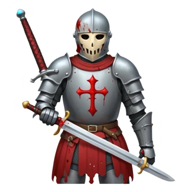 Headless Knight with Sword close up with horror look sticker