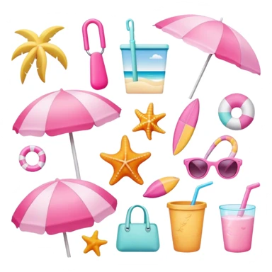 Pink,items,beached themed sticker