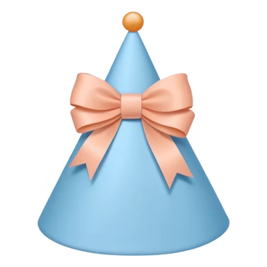 birthday hat with a bow, pastel blue and peach sticker