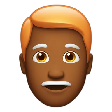 a man who has a head shaped like an orange sticker