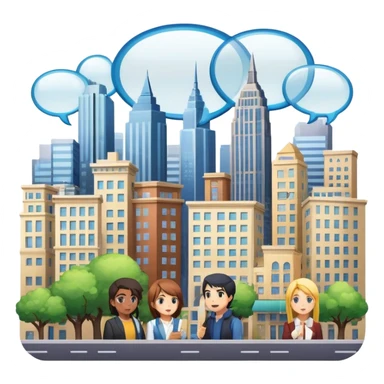 An icon representing a visual novel, inspired by games like 'One Day in London.' The design features a detailed cityscape with characters in dynamic poses, as if caught in a pivotal story moment. Speech bubbles and narrative text appear. Transparent background sticker