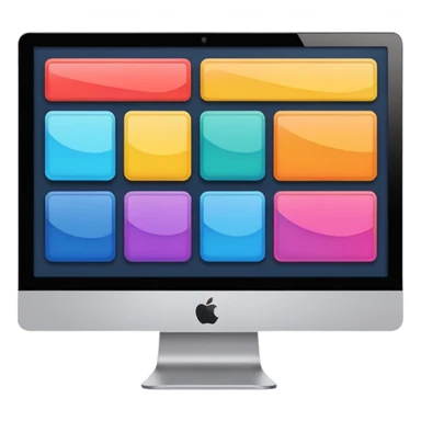 A monitor screen, showing some colorful UI design elements and layouts like rectangles, squares, etc. sticker
