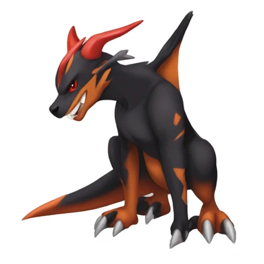 Black Cool Edgy Anthro Noivern-Nargacuga-Houndoom-Charizard Fakémon  with White and Red Edgy markings sticker
