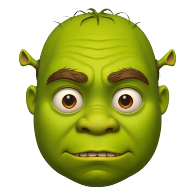 Shrek emoji face showing a 🤨 sticker