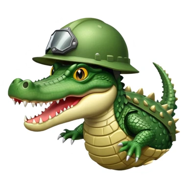 Military crocodile with explosive features, crocodile wearing a helmet sticker