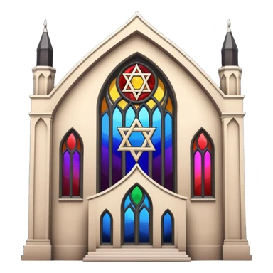 jewish synagogue temple in dark goth aesthetic style with lgbt flag color rose glass windows sticker