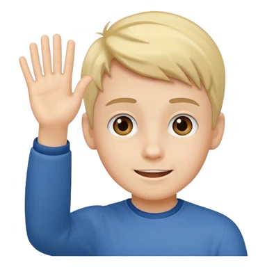 a boy waving and saying hi sticker