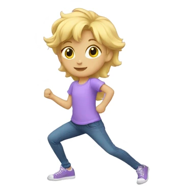 blonde kid dance with light purple t shirt  sticker