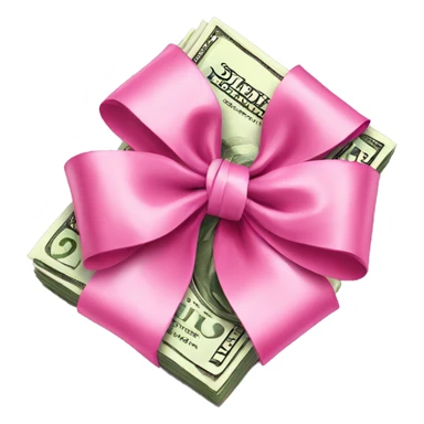 Money wrapped in a pink bow sticker