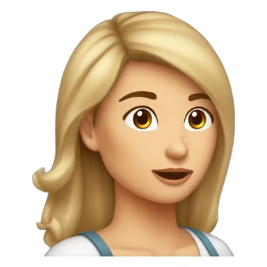 mujer con cara alargada mandibula bien marcada boca grande mirada seductora pelo lacio marron mirando seria  sticker