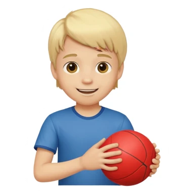 a son with blond hair playing a ball  sticker