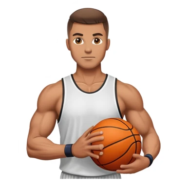 Very good looking buff athlete man with basketball sticker