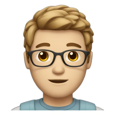 guy with glass and brown hair white skin sticker