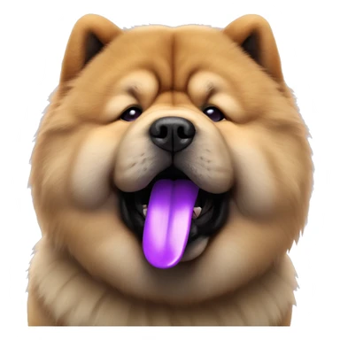 Chow chow with purple tongue, full-height, photorealistic 4k sticker