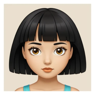 Chica con cabello corto y flequillo de color negro y piel canela sticker