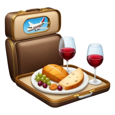 luxury plane food with wine sticker