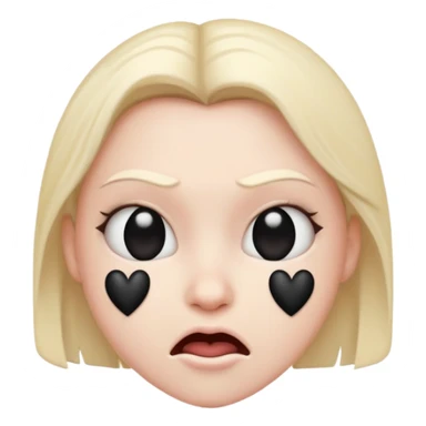 mad emoji with black hearts around head sticker