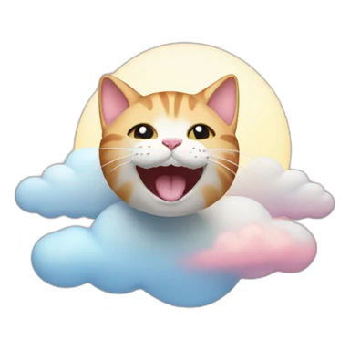 A cat on a cloud smiling into the sun pink and blue skies sticker