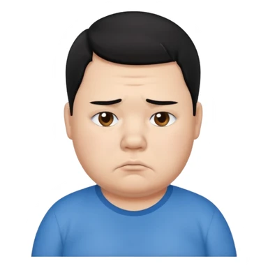 a fat boy with black hair looking sad sticker