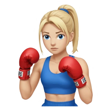 Rubia de ojos azules boxeo con pelo recogido y mostrando cuerpo sticker