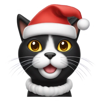 black cat with a santa hat on head sticker