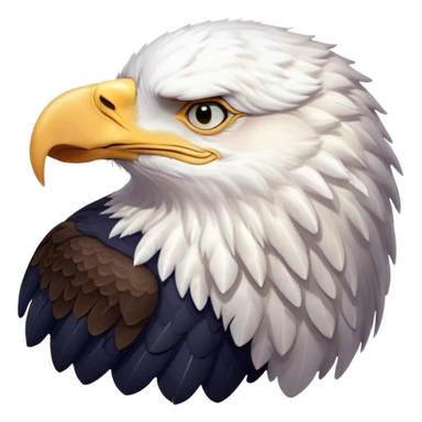 Meme-Worthy Cute Sleeping American Eagle Portrait Emoji, Head resting peacefully with a contented smile, showcasing a broad, stately form with eyes gently closed in serene slumber and a striking contrast of white head and dark body, Simplified yet adorably endearing features, highly detailed, glowing with a soft, drowsy majestic light, high shine, relaxed and utterly lovable, stylized with an air of playful laziness, soft glowing outline, capturing the essence of a sleeping American eagle that feels destined to become the next viral icon of adorable rest! sticker
