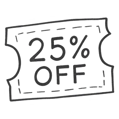 25% off discount ticket sticker