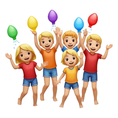 children playing with water balloons sticker