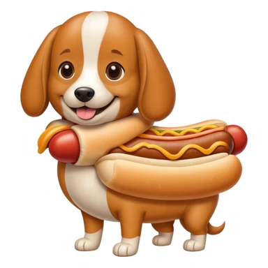 Dog wearing a hotdog suit sticker