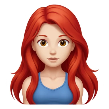 Cute girl with red very long hair muscular sticker
