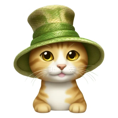 cute cat with a snake hat sticker