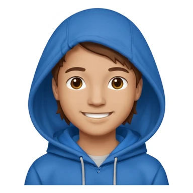 emoji of a person wearing a blue hoodie smiling sticker