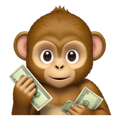 monkey holding money on sholdue sticker