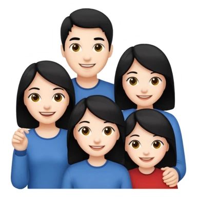 4 people with black hair and white skin sticker