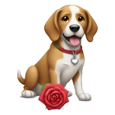 Dog holding a rose toy sticker