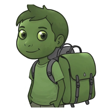 Little kid with a backpack that rolls like a suitcase  sticker