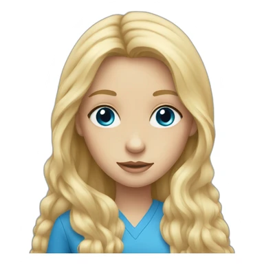 Blonde long haired girl with big blue eyes sticker