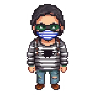 robber with black mask and striped shirt sticker