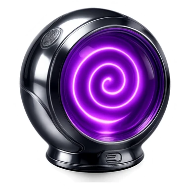 Increase the glow effect of the bright purple spiral core inside the glass-like translucent sphere, making the glow more intense and radiant, with no background. sticker