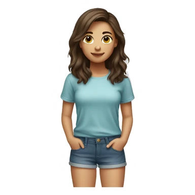 Girl wearing short shorts with brunette hair sticker