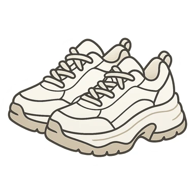 flat toon white chunky women's sneakers sticker
