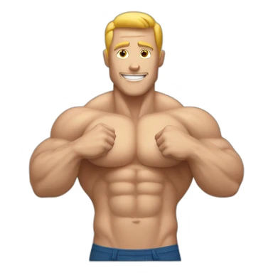 white man body building muscles sticker