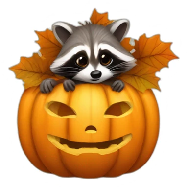 Racoon pop in head out of pumpkin sticker