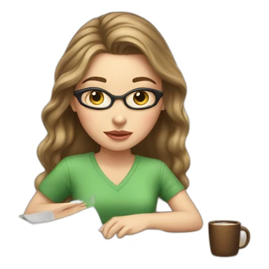 White Girl studying with lip balm and coffee  sticker