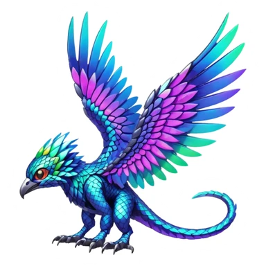 Tropical futuristic lush warm-colored neon-colored Fakémon-Digimon-Trico-creature sticker