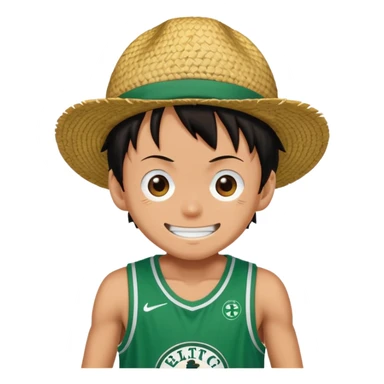 Luffy one piece in a Celtics uniform  sticker