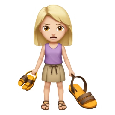 Una chica enojada con una chancla en la mano sticker