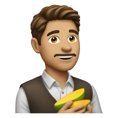 brown hair man eat mango sticker